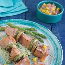 Grilled Salmon Skewers With Mango Salsa