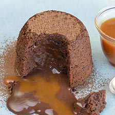 Chocolate Fondant Cake with Frangelic0 Caramel Sauce