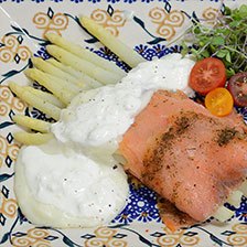 Gravlax and Stracciatella White Asparagus with Bechamel Sauce Recipe