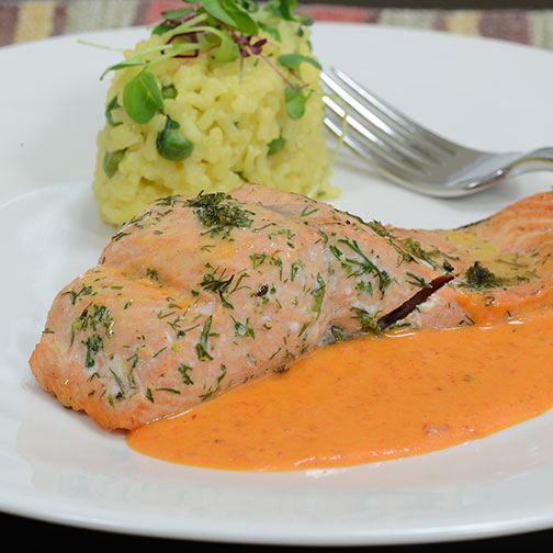 Baked Salmon and Saffron Risotto Recipe | Gourmet Food World
