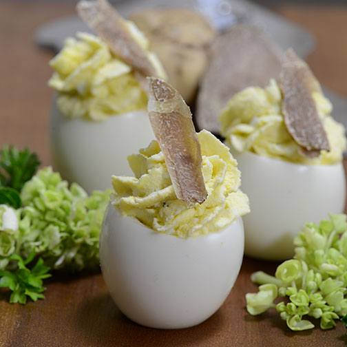 Fresh Truffle and Stracciatella Cheese Deviled Eggs Recipe