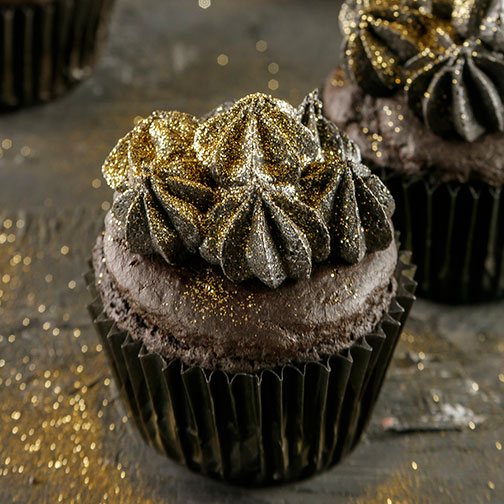 Black Halloween Cupcakes With Gold Dust Recipe