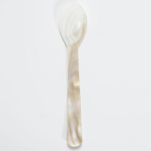 Fancy Hand Carved Mother of Pearl Caviar Serving Spoon - 4.5 inches