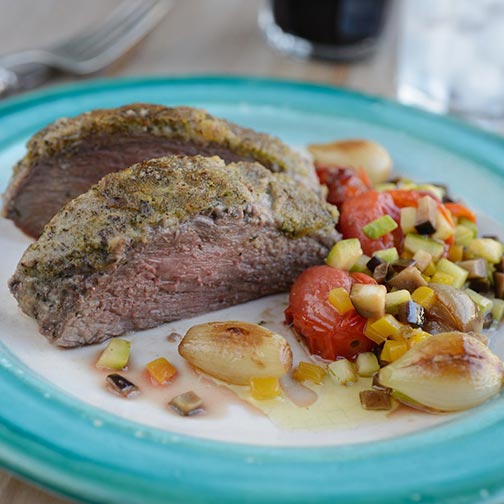 Herb Crusted Top Sirloin Roast With Ratatouille Recipe