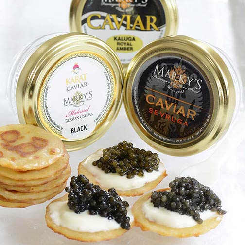 Osetra, Beluga Hybrid and Kaluga Caviar Taster Set
