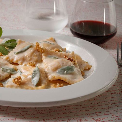 Pumpkin and Pancetta Ravioli With Butter and Sage Sauce Recipe