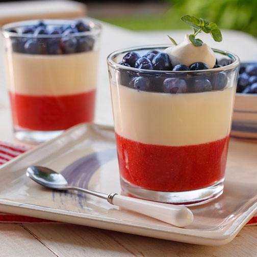 Red, White and Blue Panna Cotta Mousse Desert Recipe