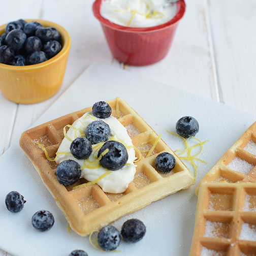 Waffles With Lemony Cream Cheese and Blueberries Recipe | Gourmet Food World