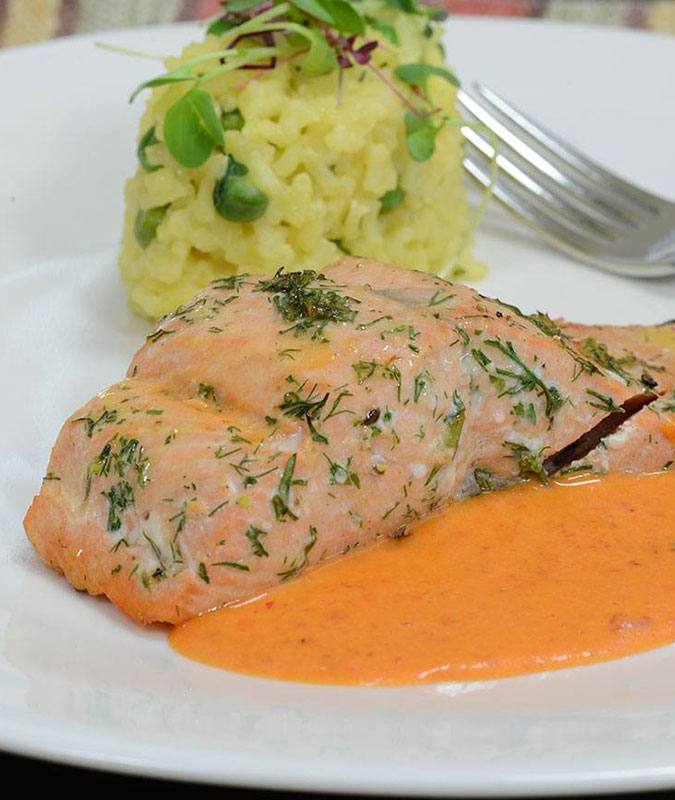 Baked Salmon and Saffron Risotto Recipe