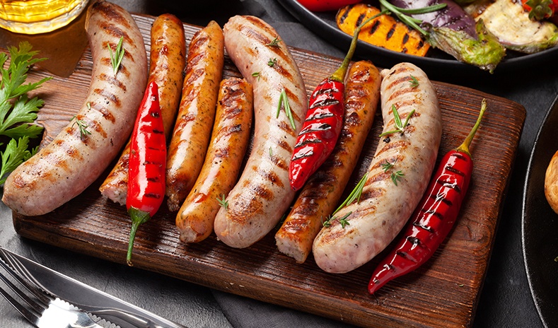 front view of assorted grilling sausage